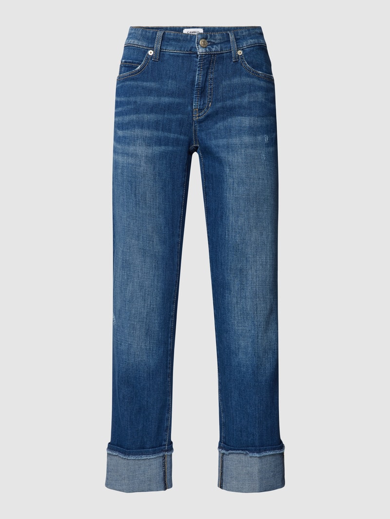 Straight Fit Jeans mit Zierbesatz Modell 'Paris' in blau