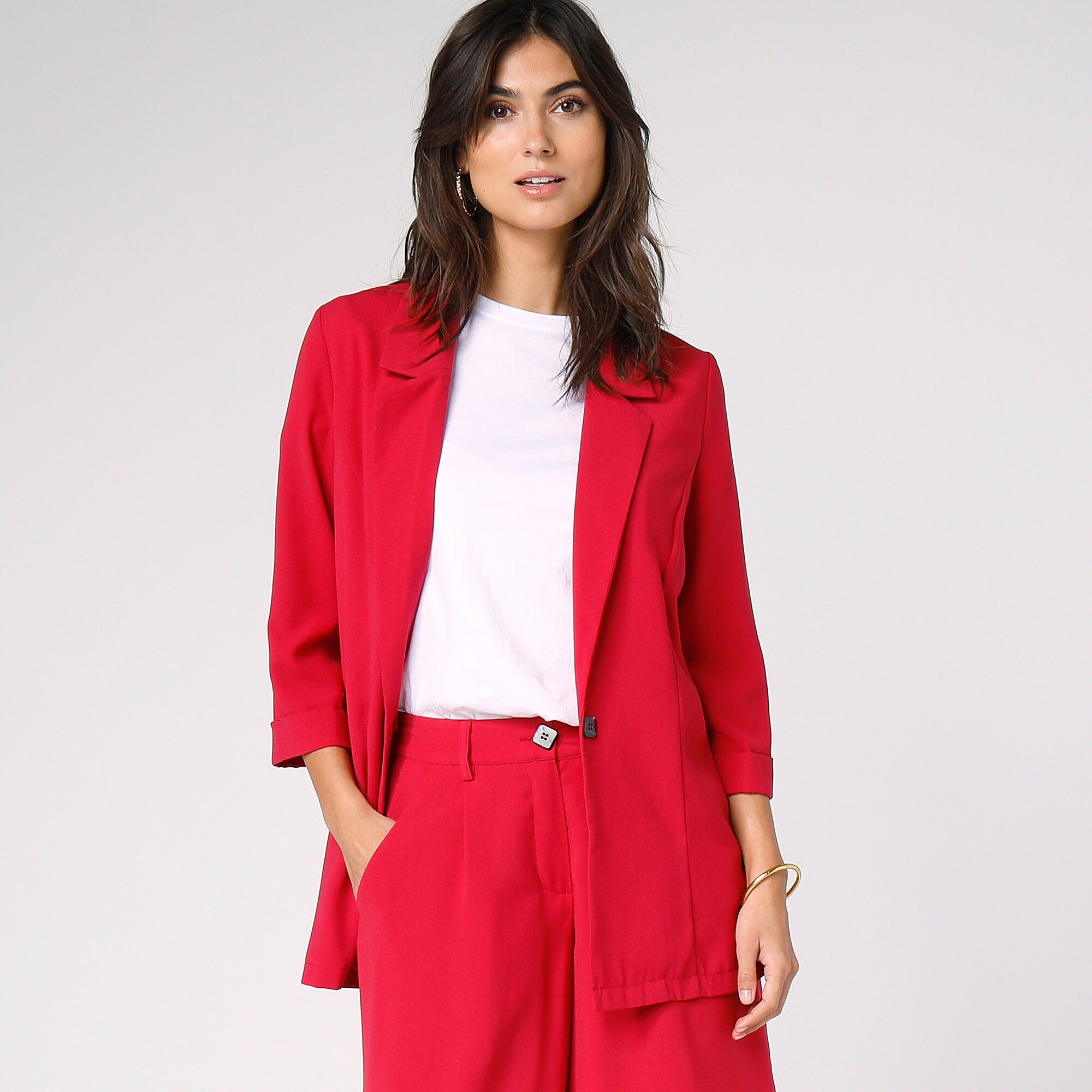 Veste blazer fluide manches 3/4