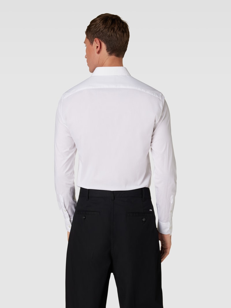 Slim Fit Business-Hemd mit verdeckter Knopfleiste in weiß