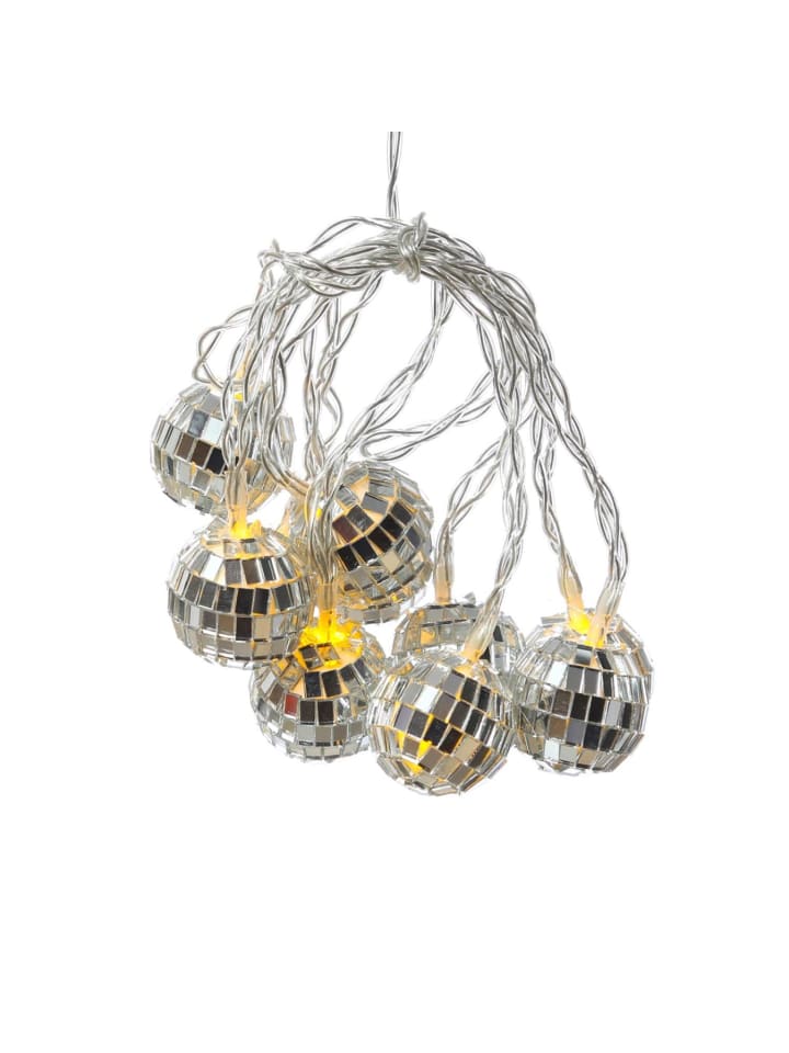 SATISFIRE LED Lichterkette Diskokugel 10 kleine Spiegelkugeln L: 1,35m in silber günstig kaufen onesize