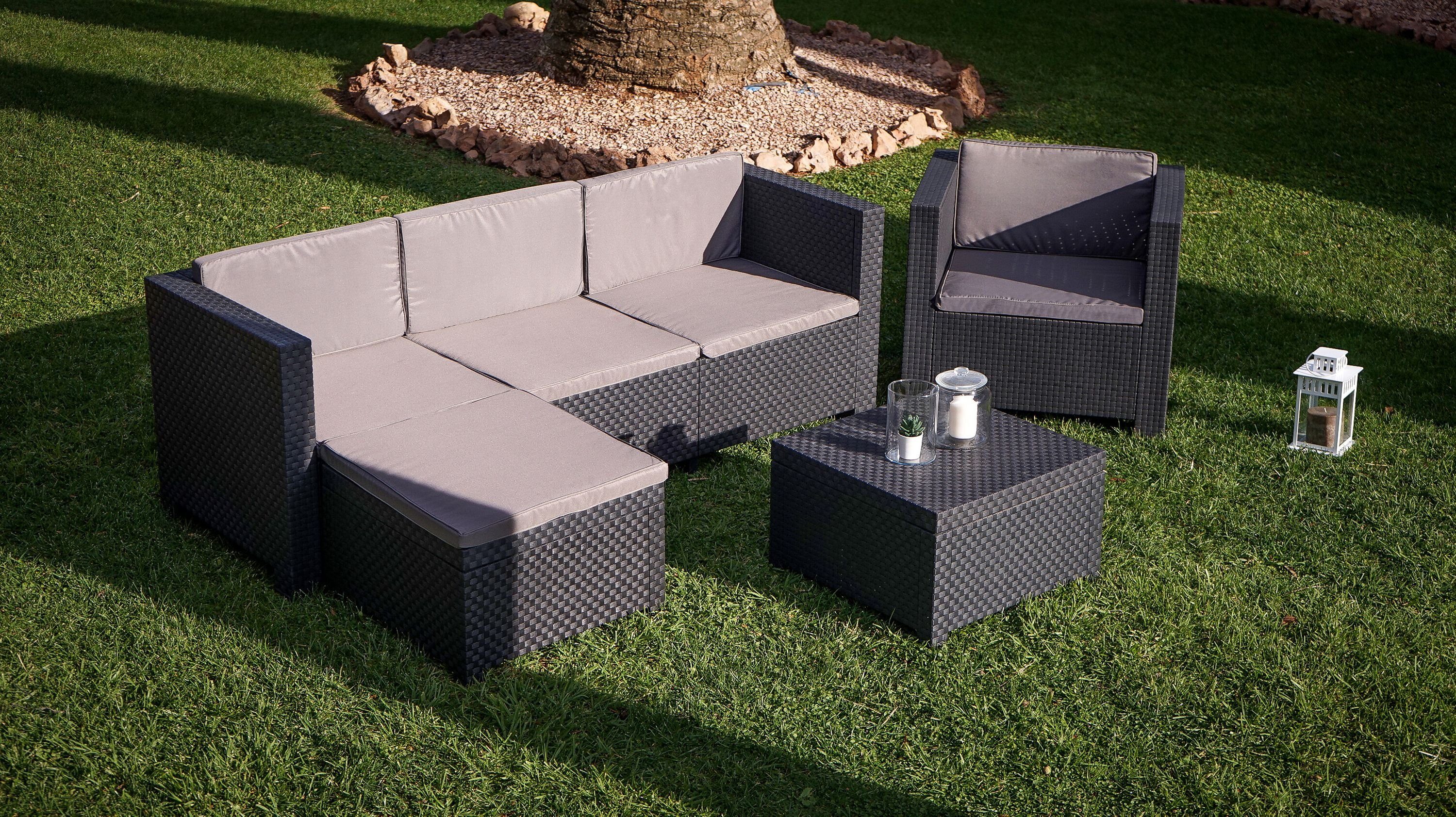 Shaf Gartenlounge-Set Shaf Loungeset Manhattan - Rattanoptik, wetterfest, Garten, Outdoor