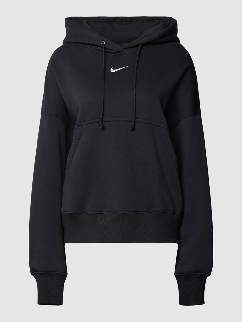 Hoodie mit Label-Print in schwarz