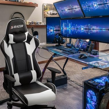 HOMALL Gaming Chair Gaming Stuhl hoher Rückenlehne PC Ergonomischer Rennstuhl mit (Set)