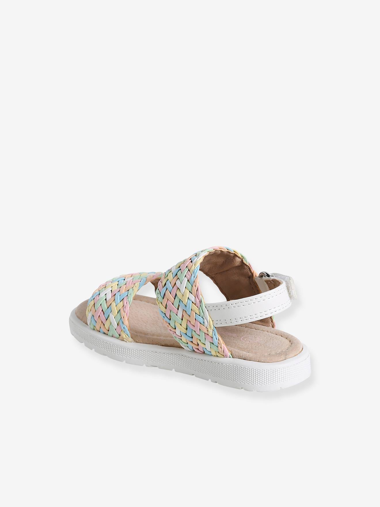 Vertbaudet Baby Klett-Sandalen mit nachtleuchtenden Flechtriemen - mehrfarbig