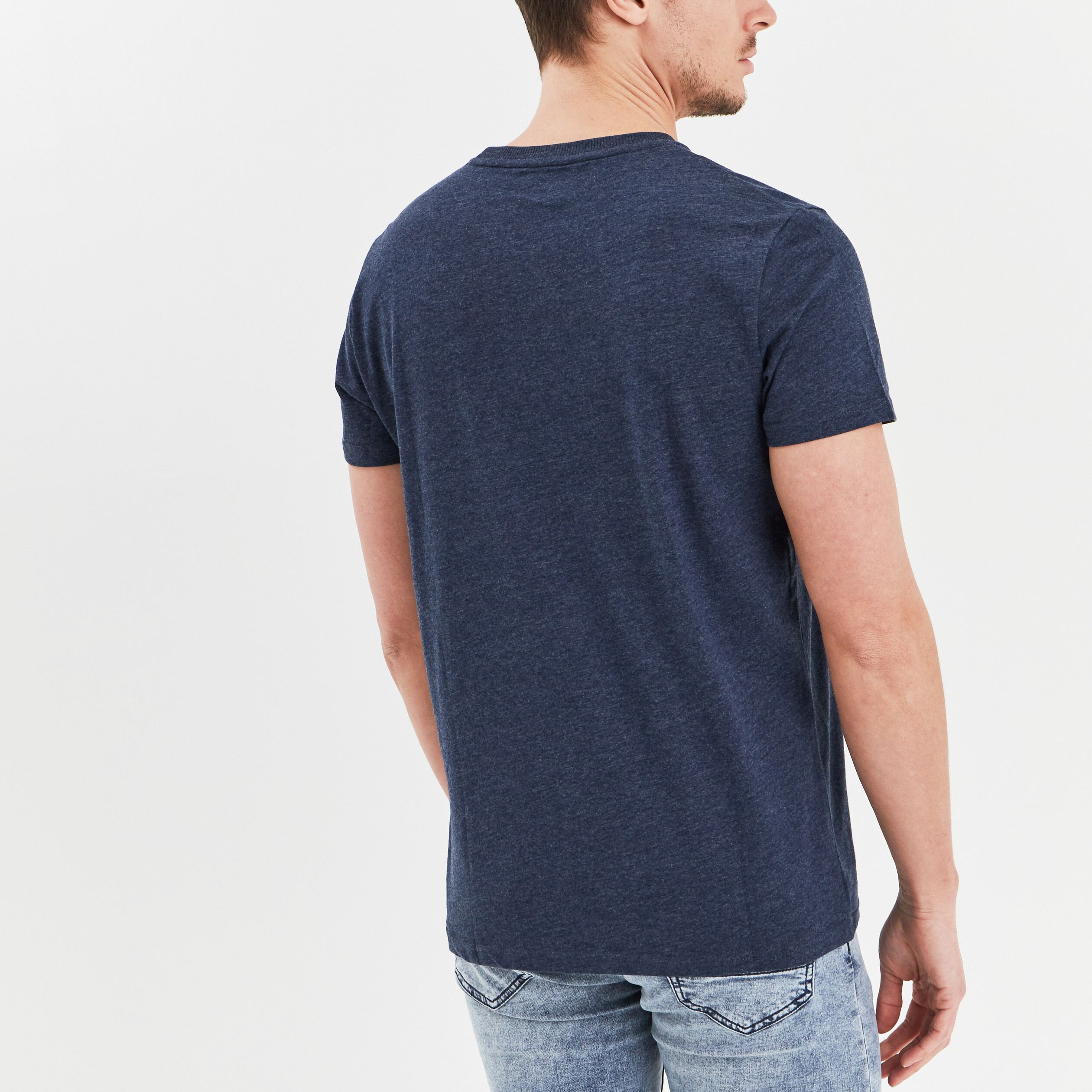 T-shirt coton manches courtes Creeks bleu marine homme | La Halle