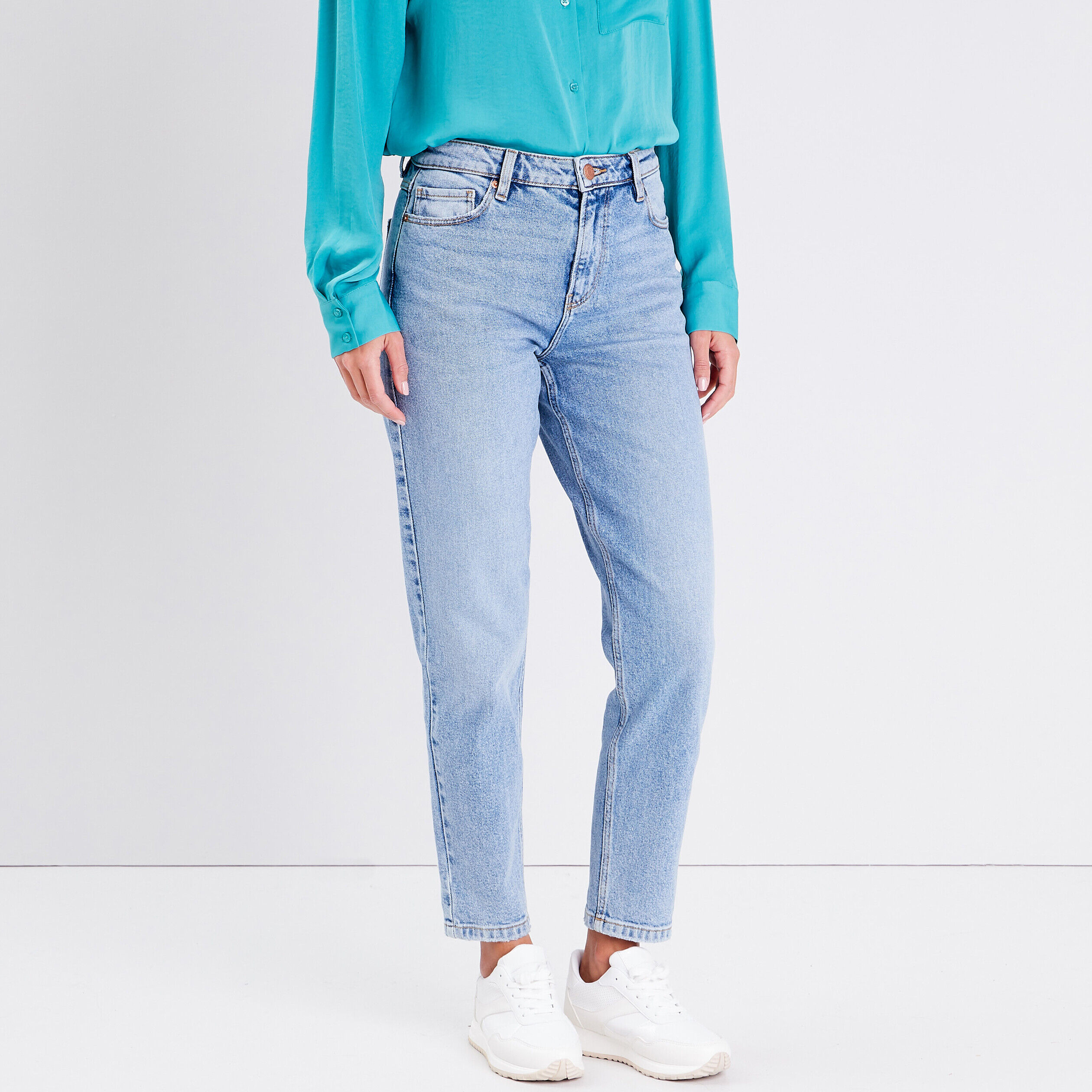 Jeans mom délavé denim double stone femme | Cache Cache