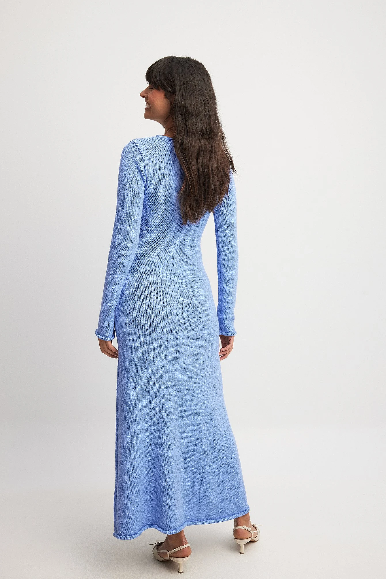 Langärmeliges Maxi-Strickkleid
