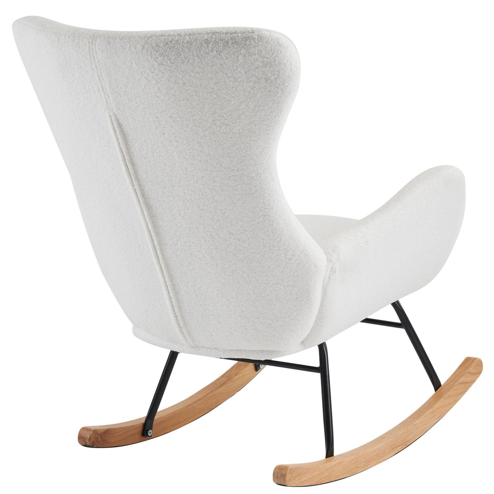 FUROKOY Schaukelstuhl Teddy-Samt-Einzelsofastuhl mit hoher Rückenlehne,Freizeitschaukelstuhl, Schaukelsessel 68x96x90cm, verstellbare Rückenlehne, Schwarz