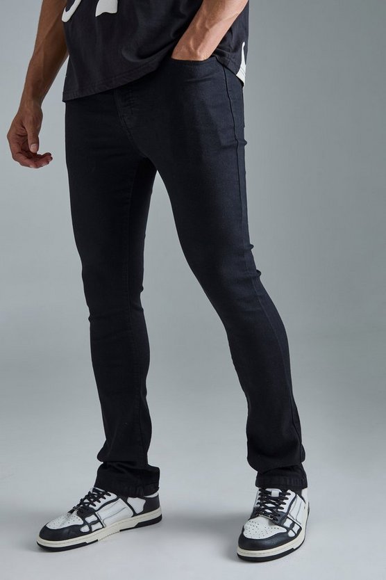 Skinny Stretch Schlagjeans in True Black
