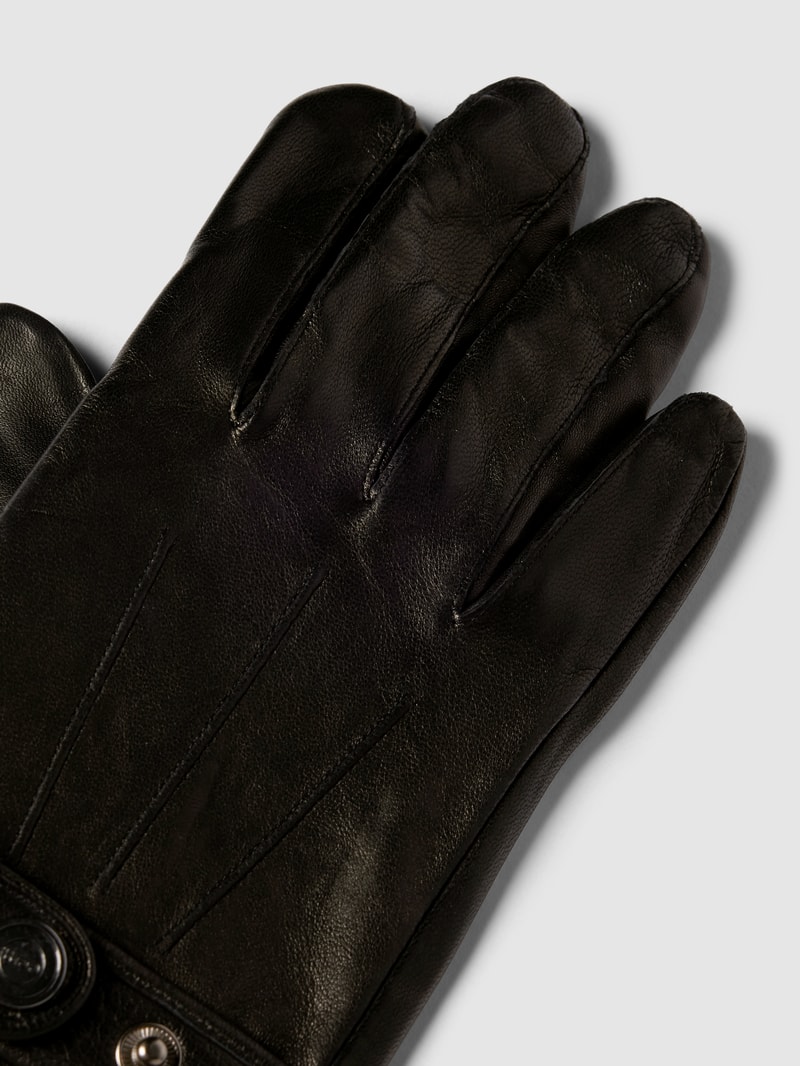 Handschuhe aus Leder mit Ziernähten in schwarz