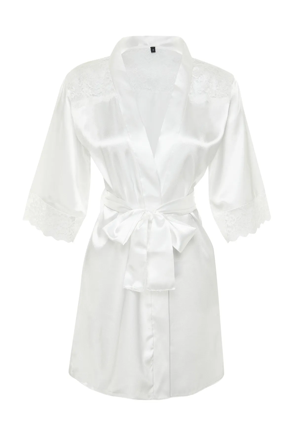 Trendyol Collection  Braut-Morgenmantel aus gewebtem Satin mit Gürtel und Spitze und detailliertem Detail THMSS21SB0001
