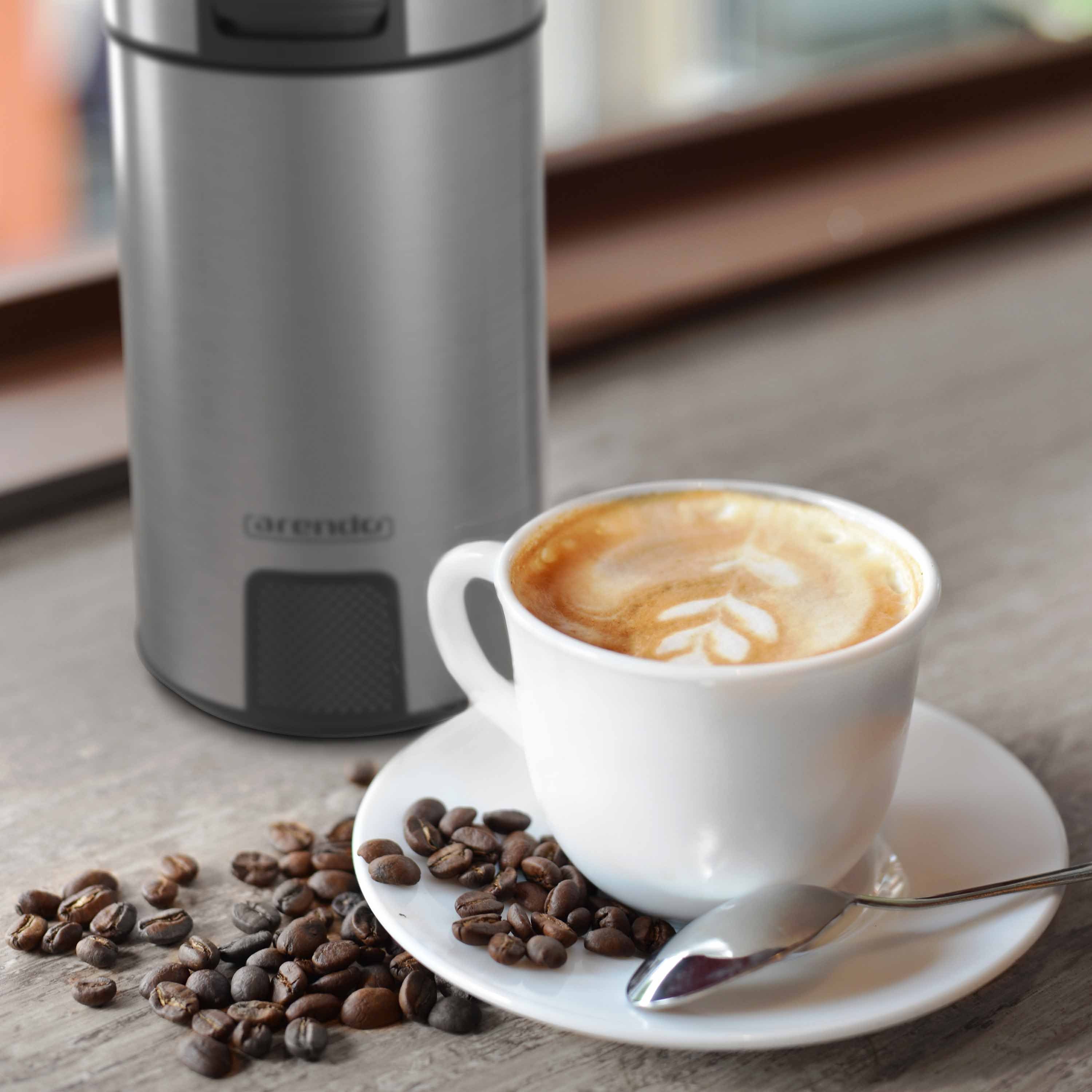 Arendo Kaffeemühle, 200 W, Schlagmesser, 60 g Bohnenbehälter, Kaffeemühle mit Edelstahlmesser MOSA