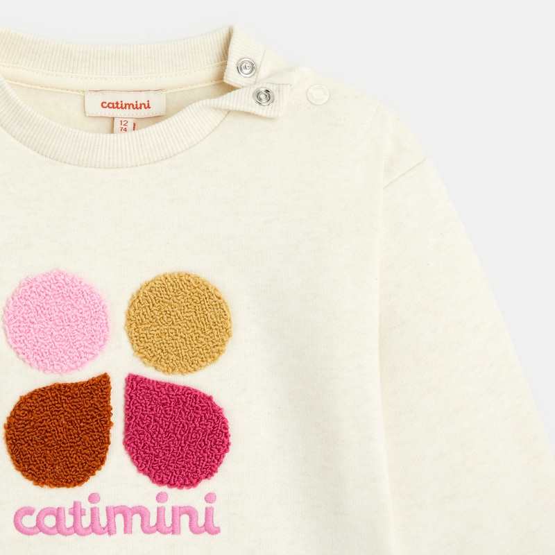 Sweat bébé molleton brodé crème blanc Catimini