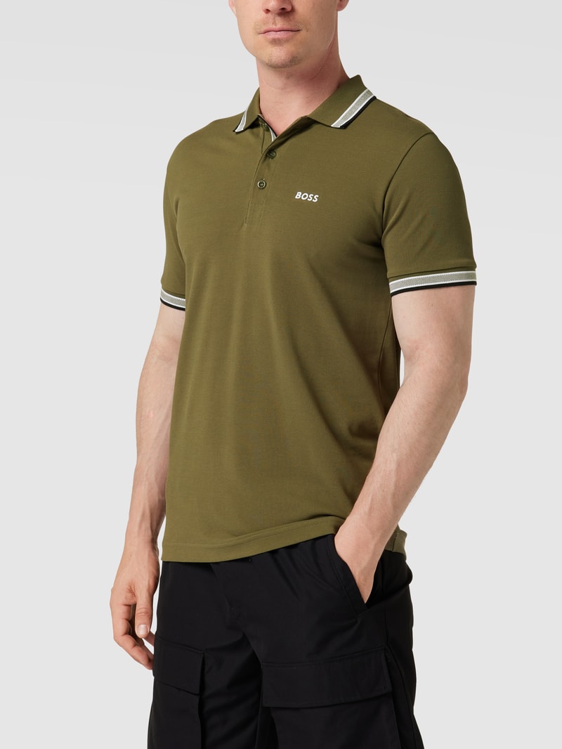 Regular Fit Poloshirt mit Label-Stitching Modell 'Paddy' in grün
