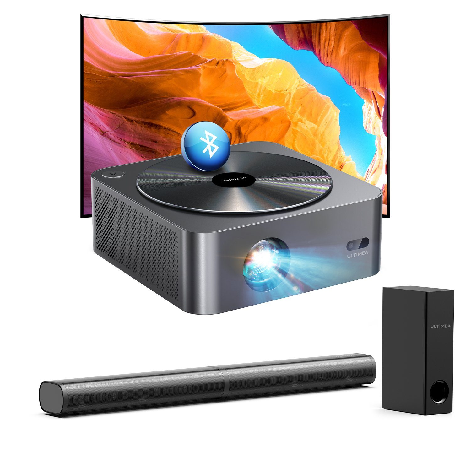 Ultimea Apollo P40 + Tapio VII 2.1 Heimkinosystem (beamer & Soundbar, 1080P, 700ANIS)