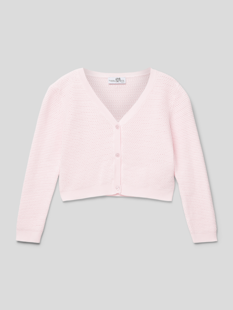 Cropped Strickjacke mit Knopfleiste in rosé