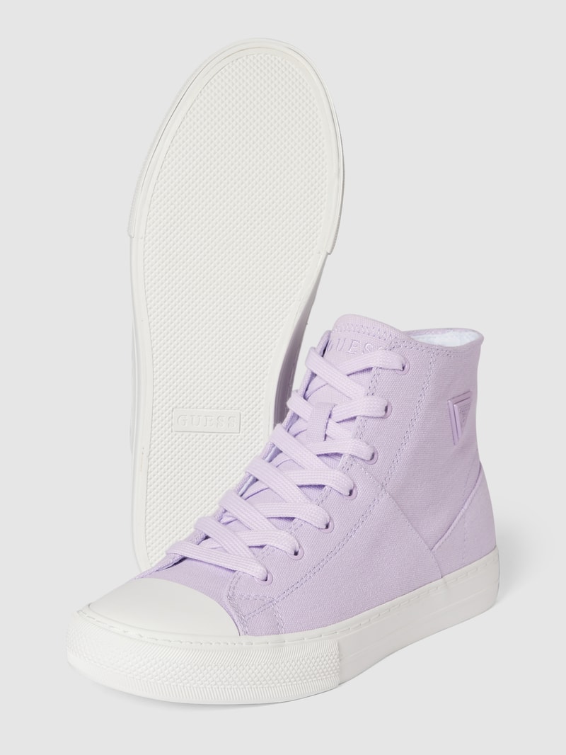 High Top Sneaker mit Label-Applikation in lila