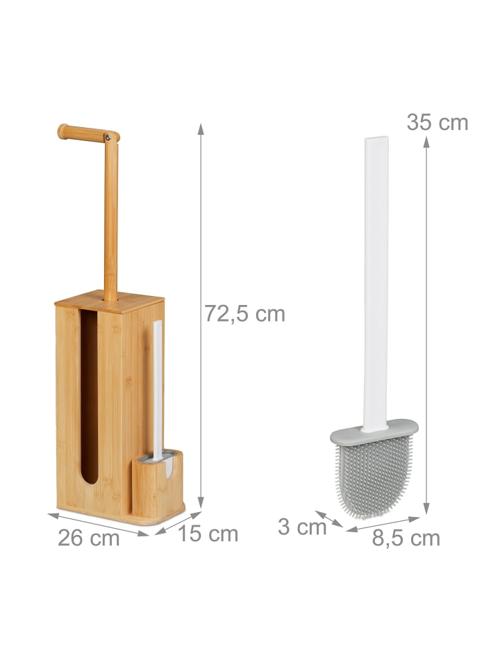 relaxdays WC Garnitur in Natur/ Weiß- (B)26 x (H)72,5 x (T)15 cm günstig kaufen onesize