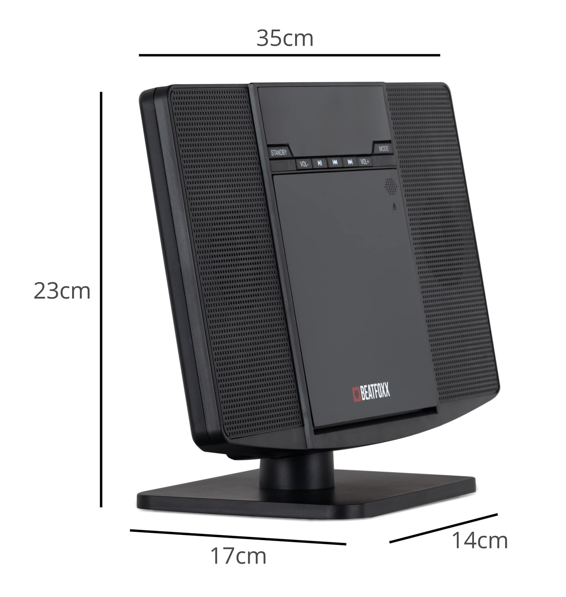 Beatfoxx MCD-60 Vertikal Stereoanlage (UKW/MW-Radio, 6,00 W, Microanlage mit CD/MP3-Player, USB-Slot und Bluetooth)