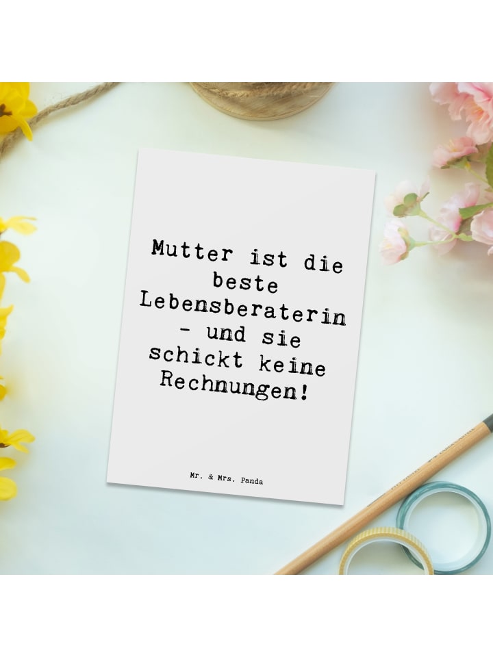 Mr. & Mrs. Panda Postkarte Mama Ratschläge mit Spruch in Weiß günstig kaufen onesize