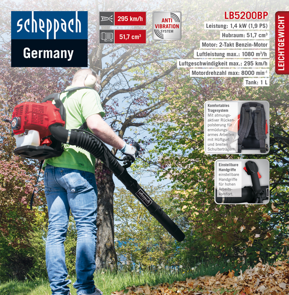 Scheppach Backpack Laubbläser LB5200BP