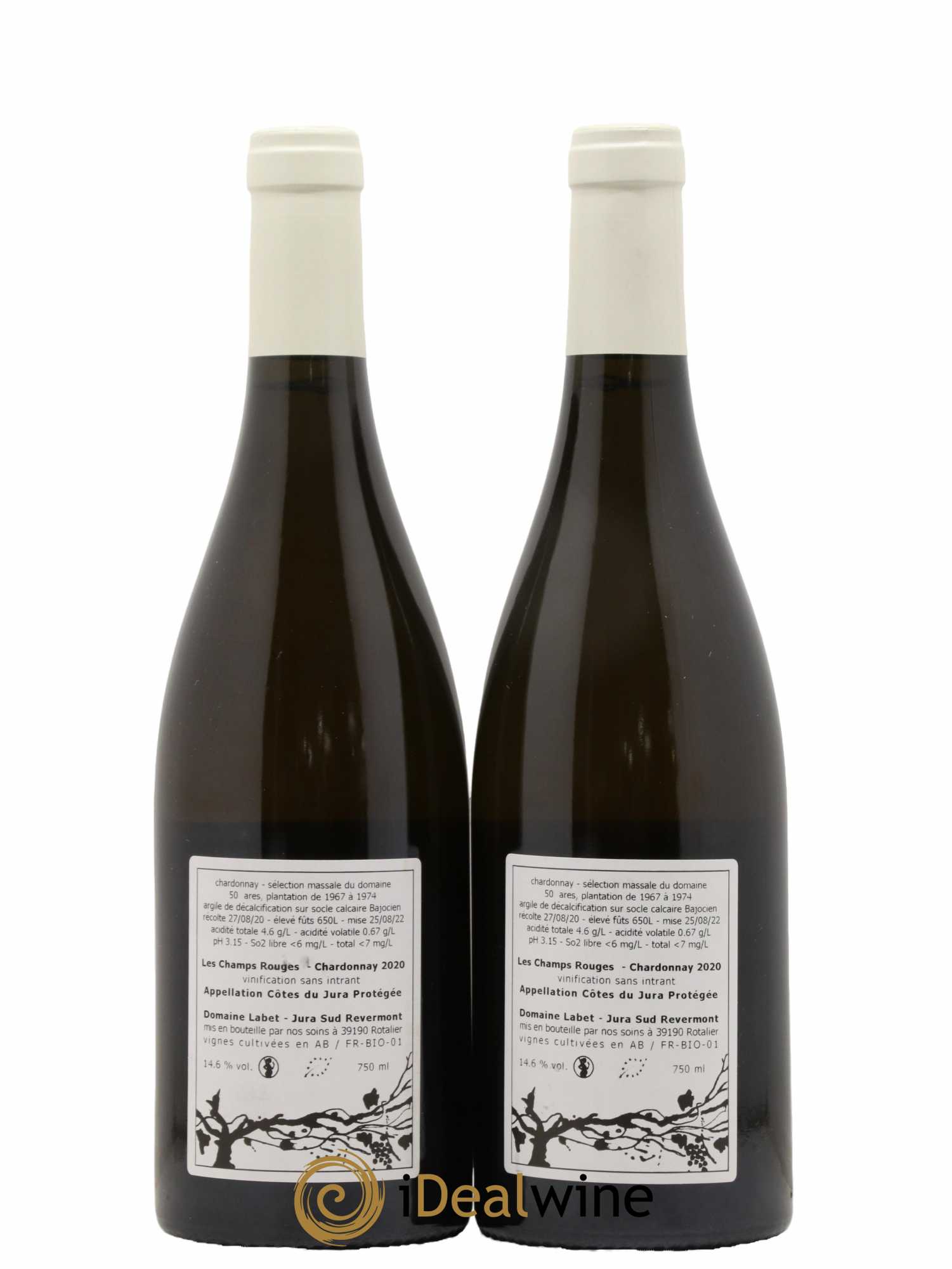 Côtes du Jura Chardonnay Les Champs Rouges Labet (Domaine)  2020 - Lot de 2 Bouteilles