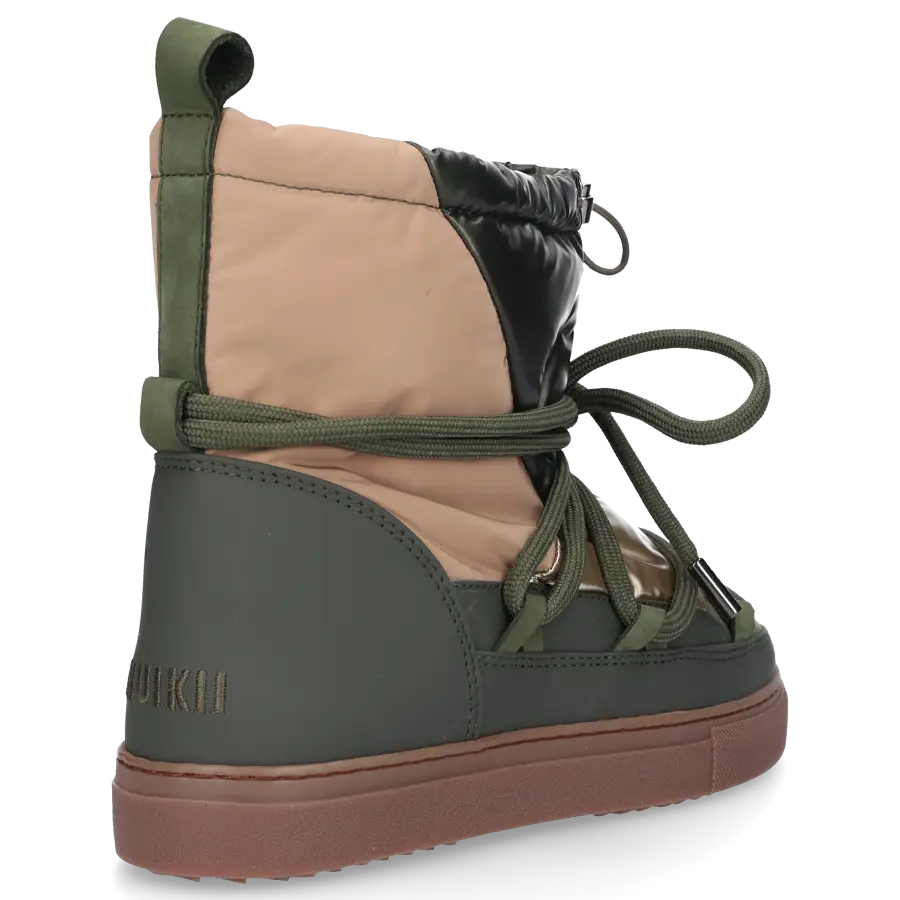 INUIKII - Snowboots PUFFER LOW Veloursleder Materialmix - grün