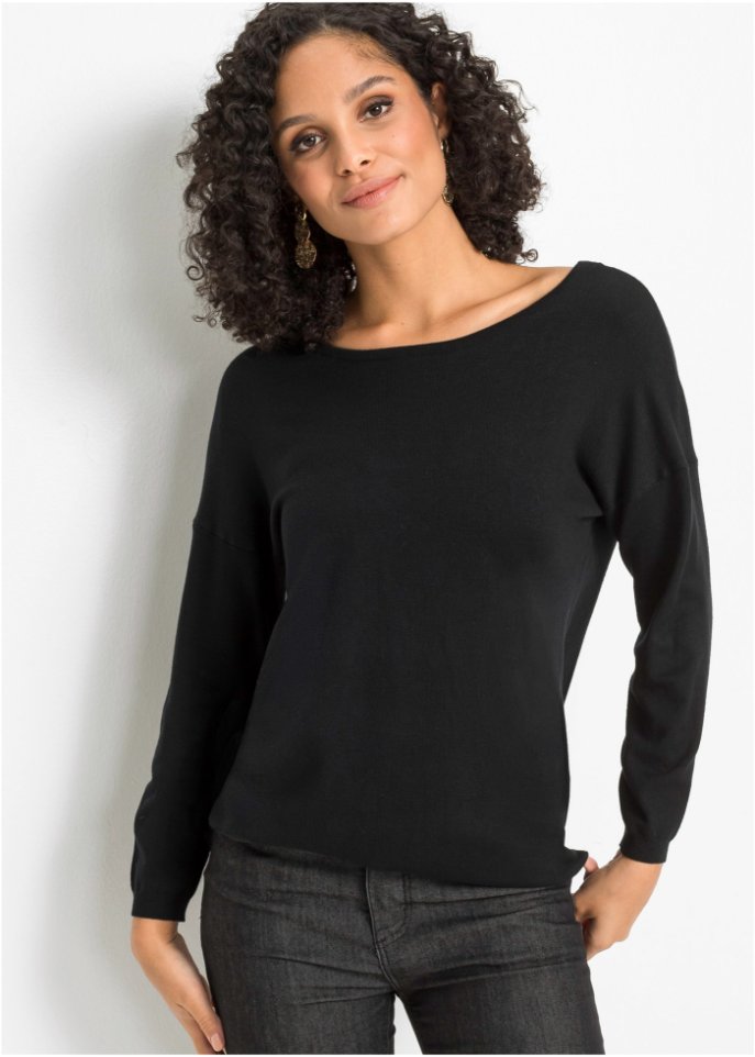 Pullover mit V-Ausschnitt hinten