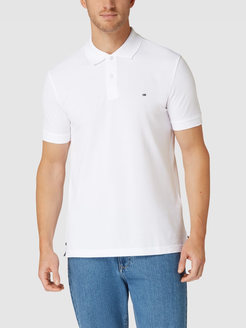 Poloshirt mit Label-Stitching in weiß