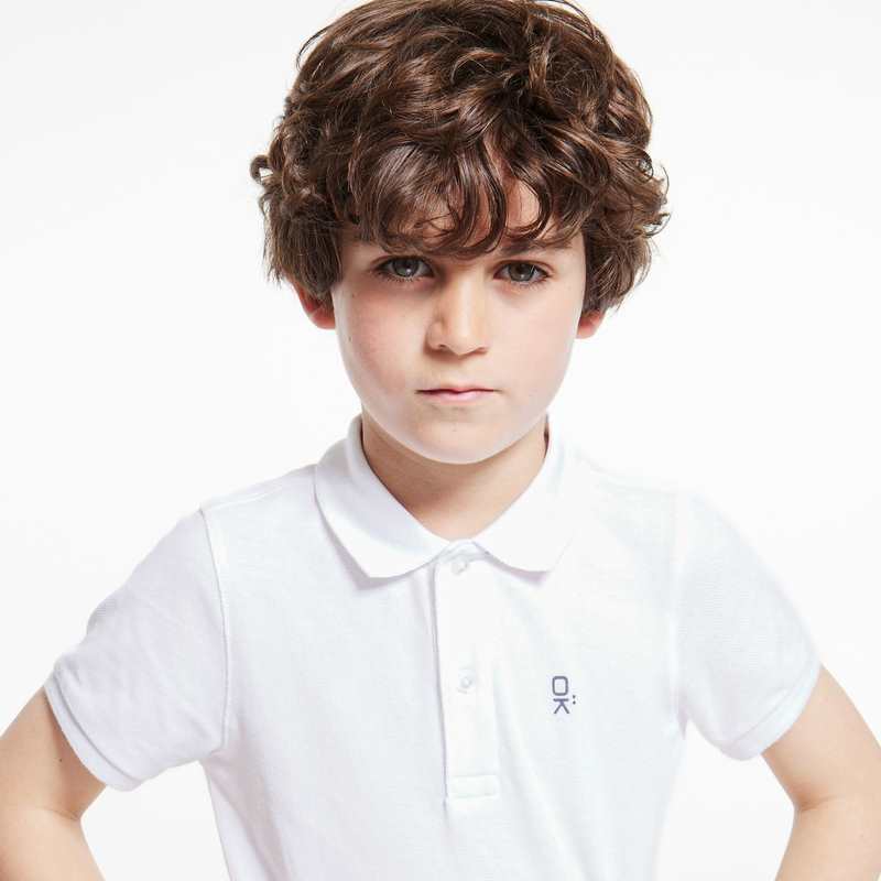 Polo en coton piqué blanc garçon