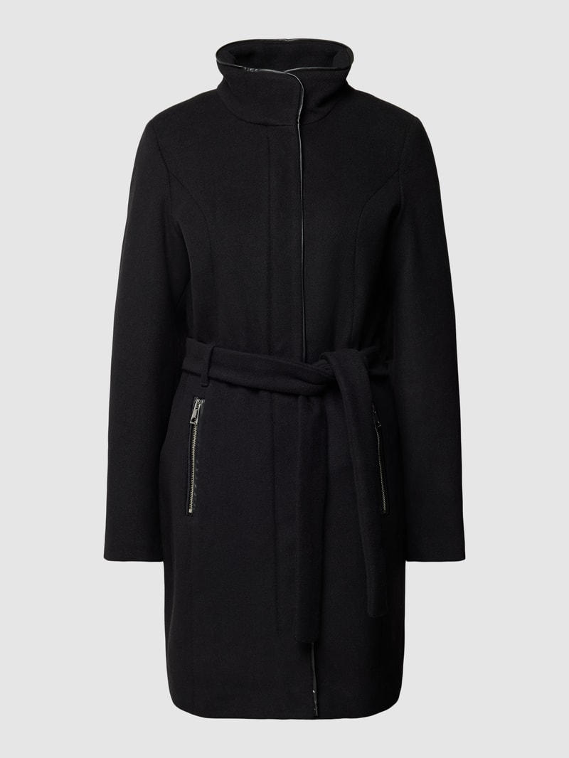 Damen Mantel mit Bindegürtel Modell 'BESSY' in schwarz