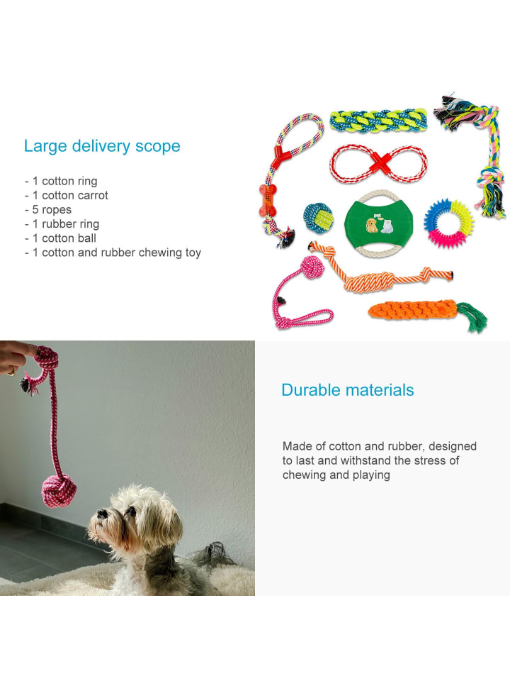 Intirilife 10er Set Hundespielzeug Kauspielzeug in Bunt günstig kaufen onesize