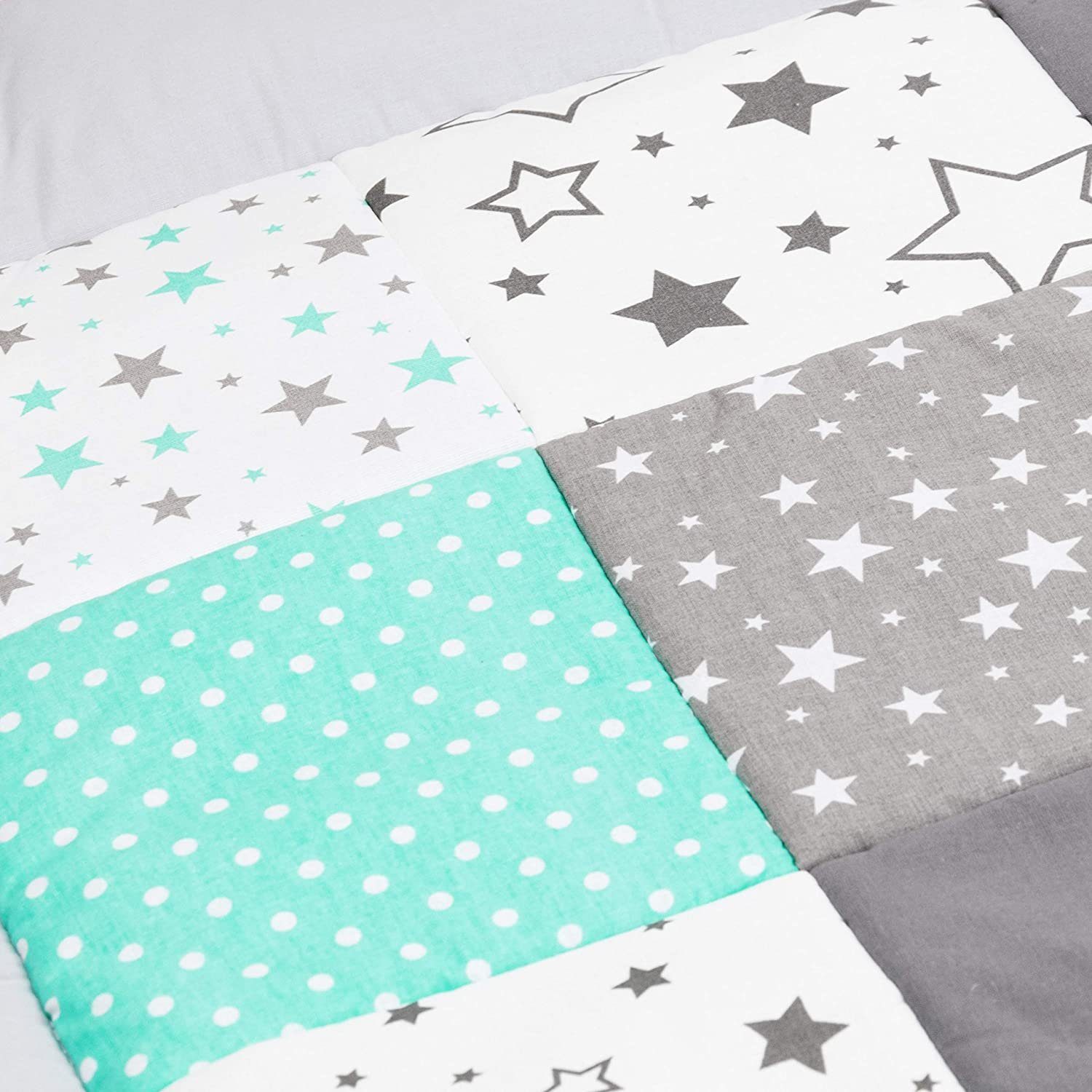 Krabbeldecke (Made in EU) Patchworkdecke, Patchwork: Spieldecke, Laufgittereinlage, Decke, Kuscheldecke, Spielmatte, Matte, Krabbelmatte, als Geschenk für Baby, Kinder, Erstausstattung M058, Amilian