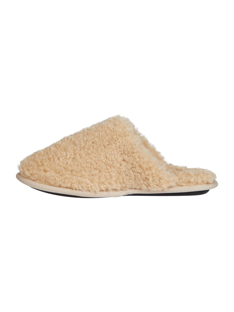 Hausschuhe aus Teddyfell in beige