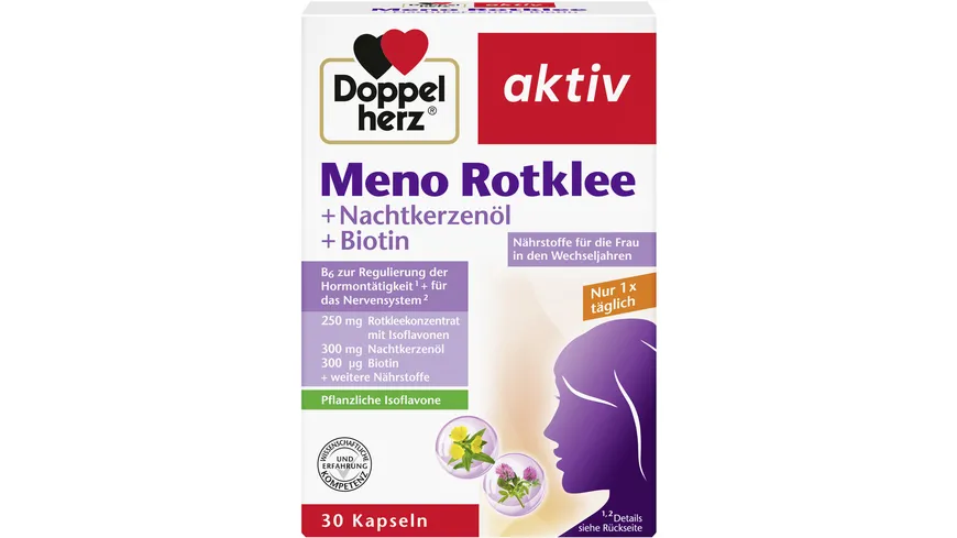 Doppelherz Meno Rotklee + Nachtkerzenöl + Biotin 30 Kapseln