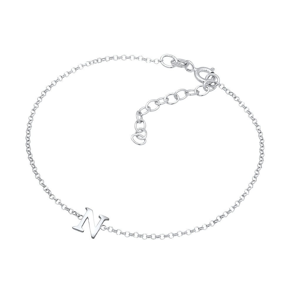 Elli Elli Bracelet Femmes pendentif lettre N basique en argent sterling 925 Bracelet