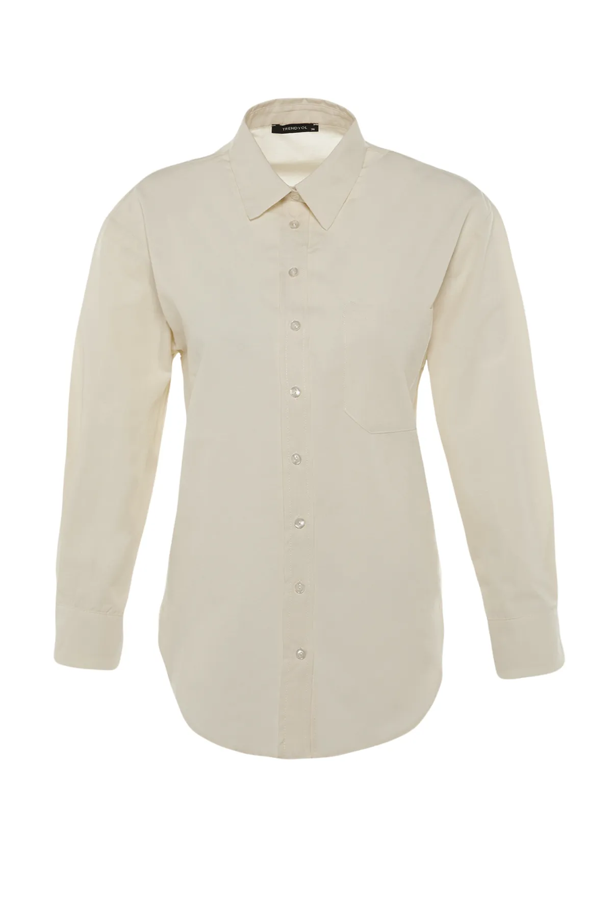 Trendyol Collection  Graues Boyfriend-Webhemd TWOAW20GO0115