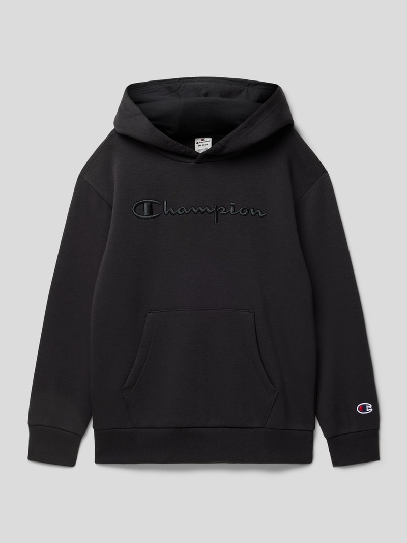Hoodie mit Label-Stitching Modell 'Rochester' in schwarz