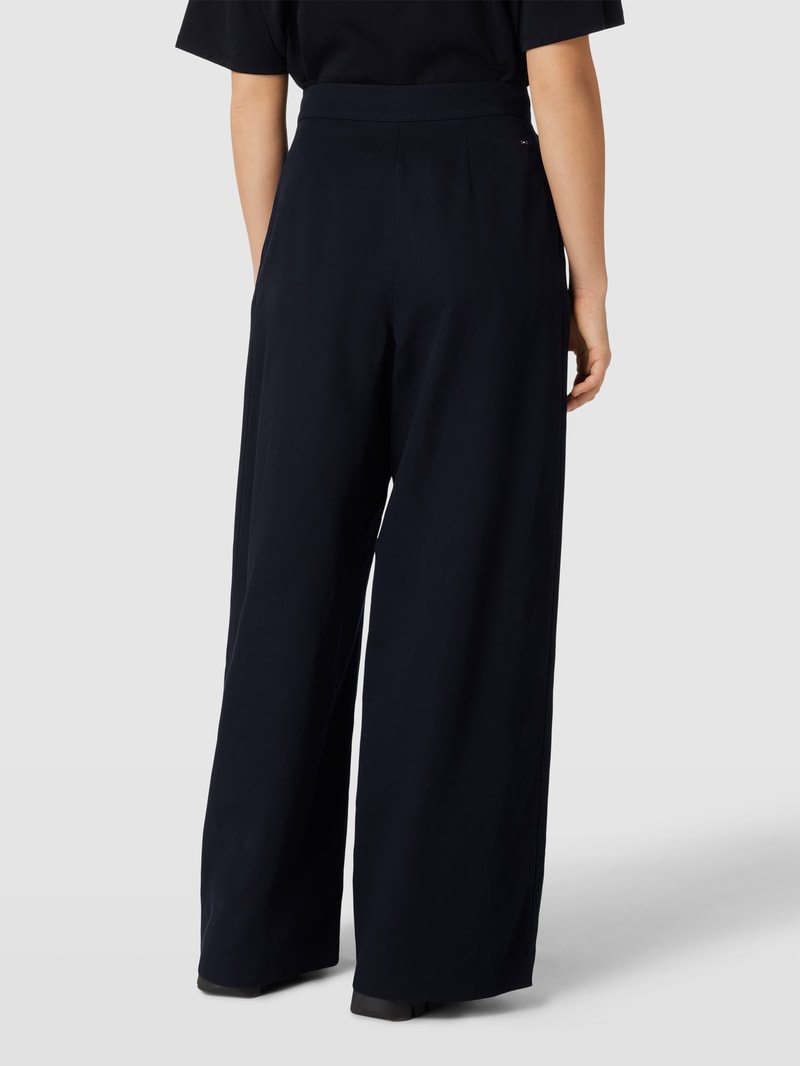 Wide Leg Hose mit Leinen-Anteil in marineblau