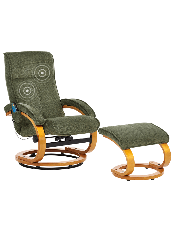 Beliani Massagestuhl HERO in Grün/Heller Holzfarbton - (W) 51 x (H) 102 x (L) 80 cm günstig kaufen onesize