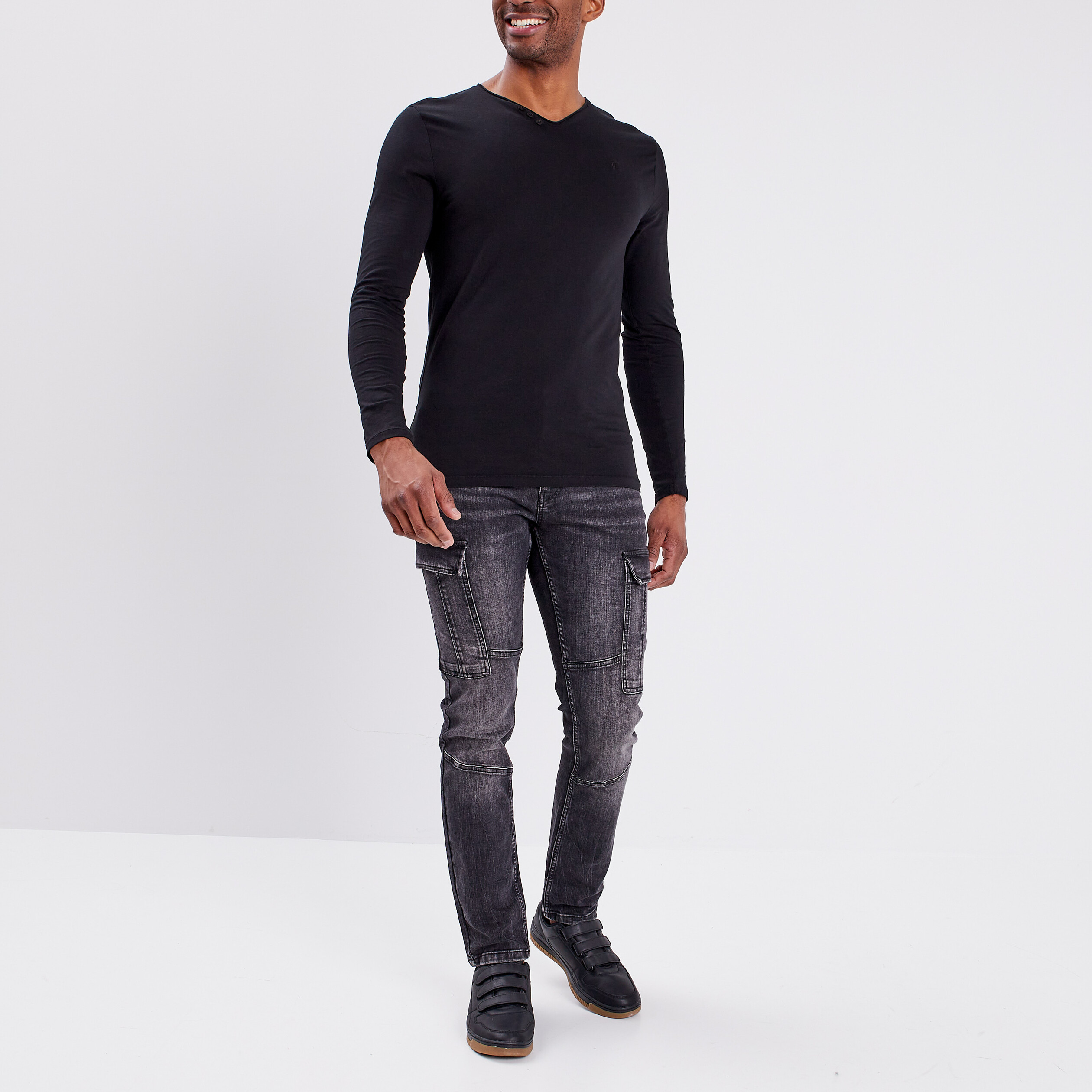 T-shirt manches longues Liberto noir homme | La Halle