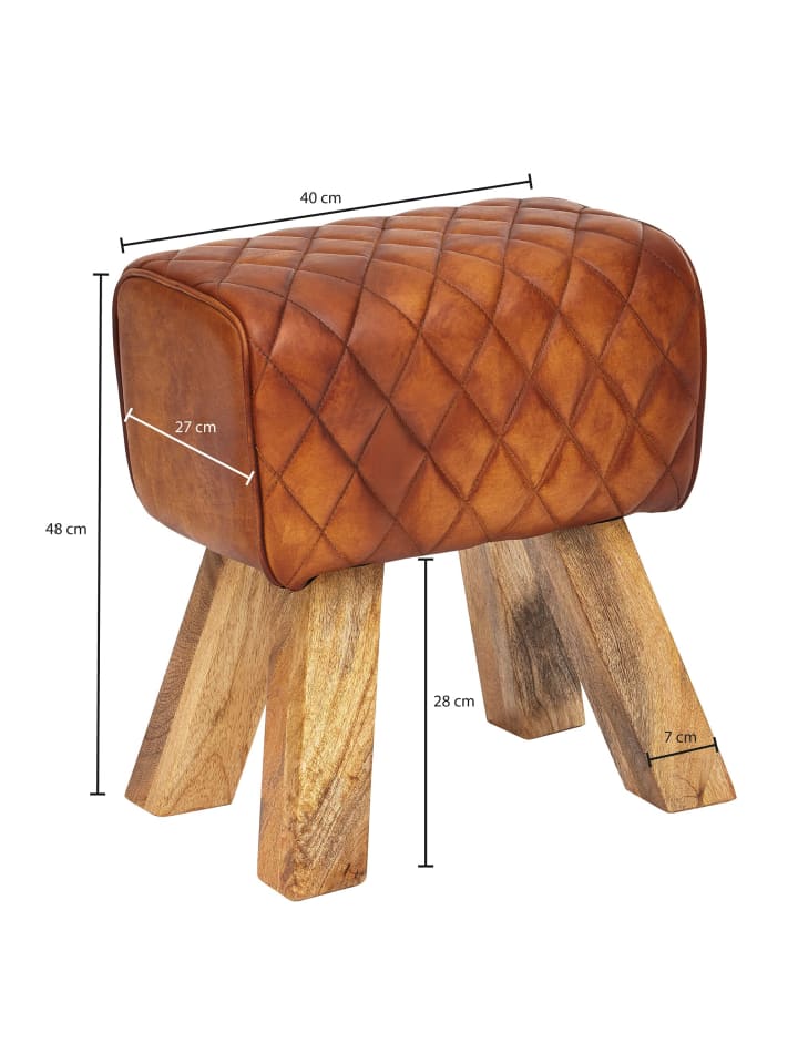 KADIMA DESIGN Sitzhocker Echtleder / Massivholz 40x48x27 cm Modern Fußhocker, günstig kaufen onesize