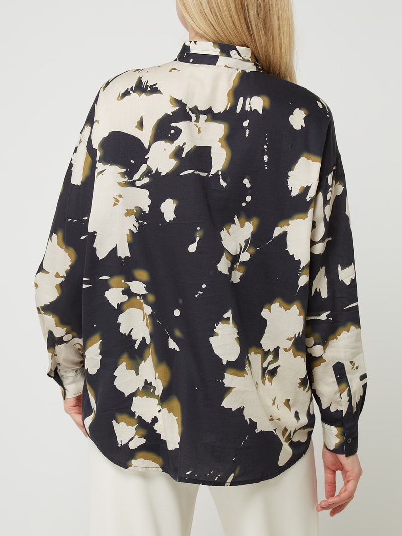 Oversized Bluse aus Baumwolle in marineblau
