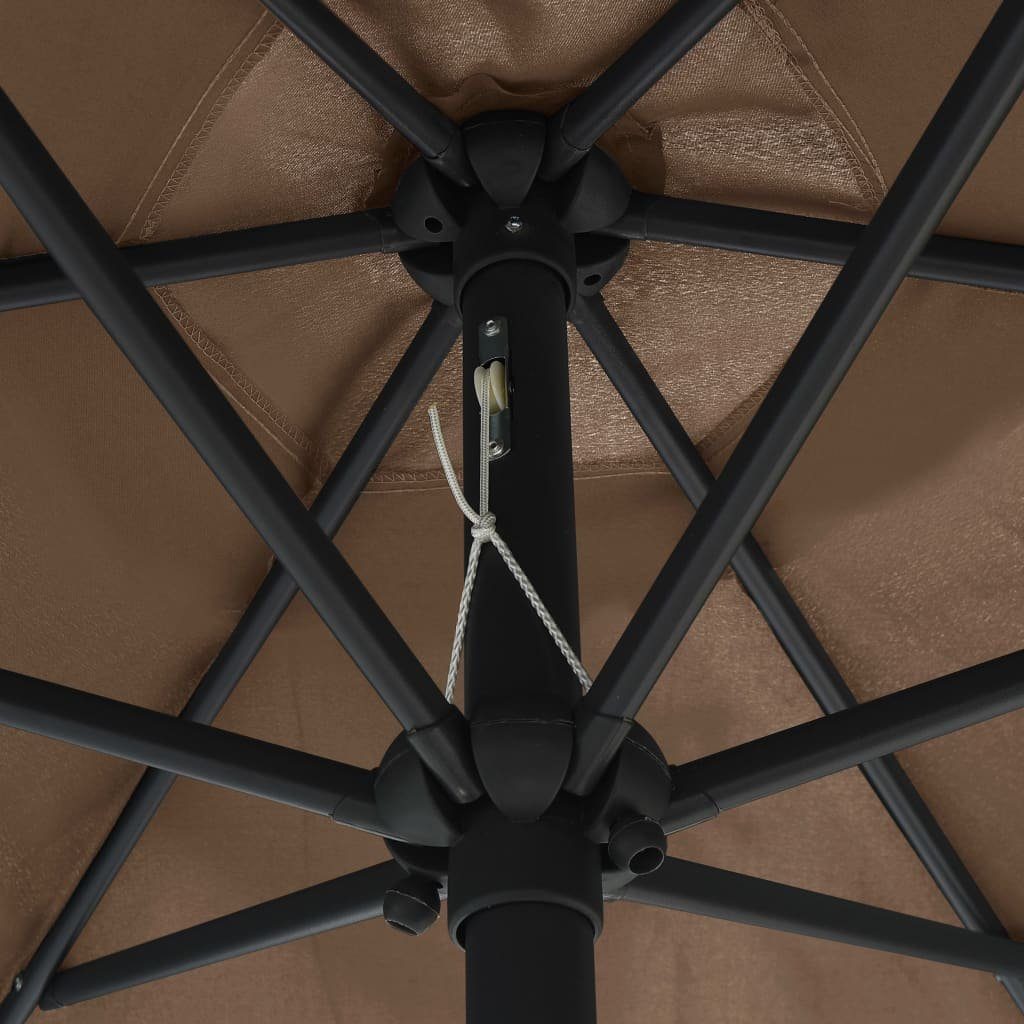 vidaXL Balkonsichtschutz Sonnenschirm mit LED-Leuchten & Aluminium-Mast 270 cm Taupe