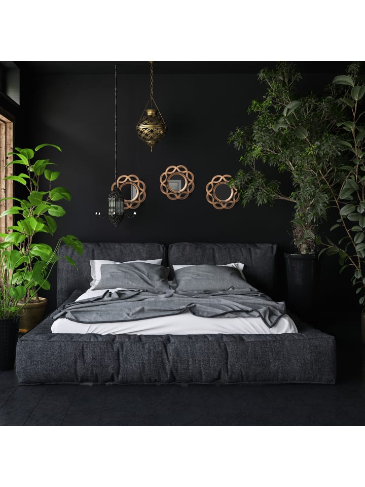 relaxdays 3 x Spiegel in Gold/ Schwarz - Ø 25 cm günstig kaufen onesize