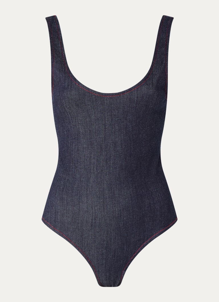 Alaïa Chambray bodysuit with backless design
