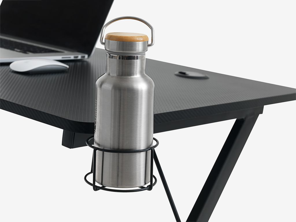 HALSTED 60x120 Gaming Table with Cup and Headphone Holder, Black