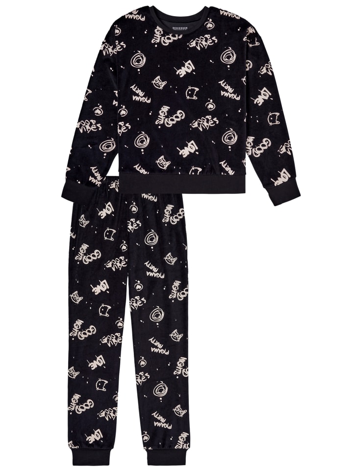 Schiesser Schlafanzug Nightwear 2 in Schwarz günstig kaufen 140