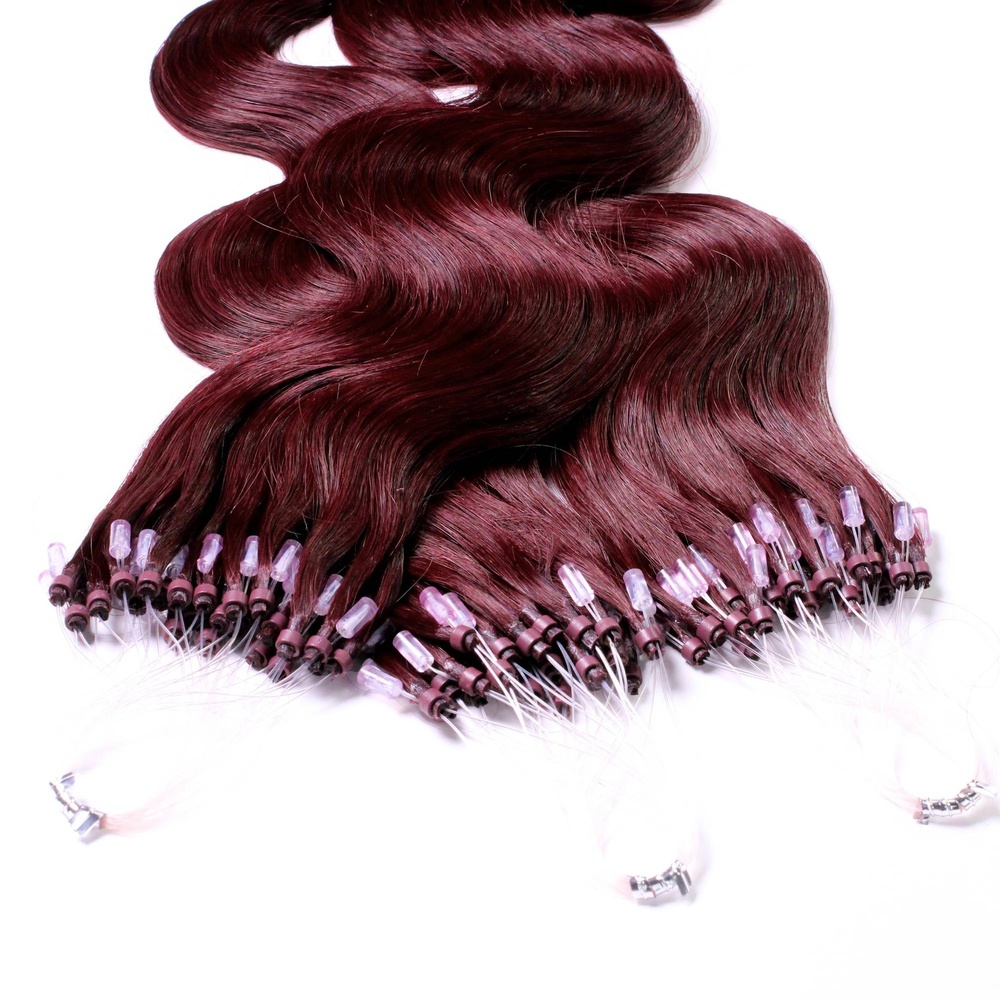 hair2heart Extensions à froid cheveux naturels #99j Bourgogne 1g extensions