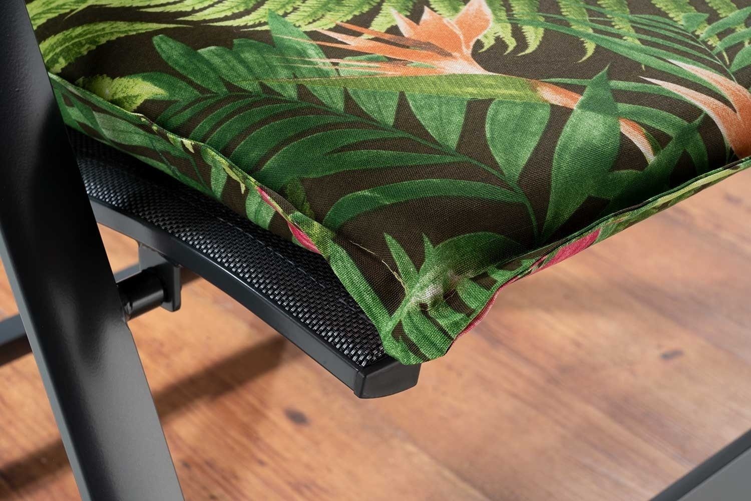 GO-DE Hochlehnerauflage TROPICAL, B 50 x L 120 cm, Grün, 4er Set, (Set, 4 St), Gartenstuhlauflagen für Hochlehnstühle